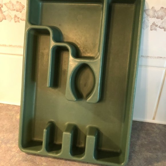 90's Rubbermaid Avocado Green Cutlery Tray - Plastic Utensils Tray - Kitchen - Picture 6 of 8